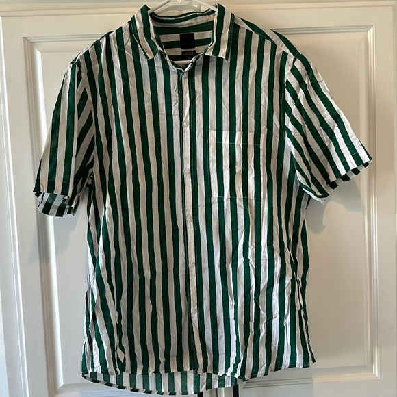 H&M Men’s Stripes Button Up Short Sleeve- L - Picture 1 of 2